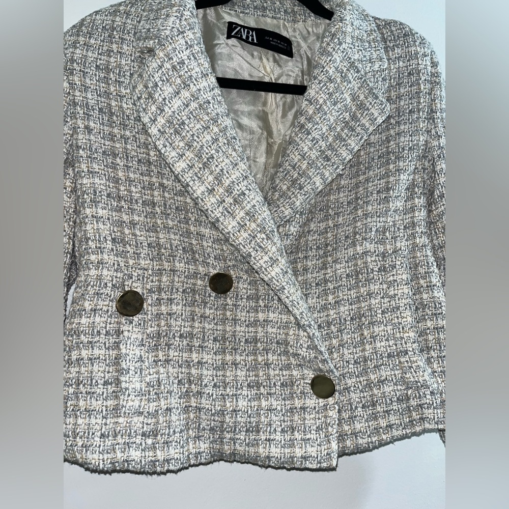 Zara Women's Classic Tweed Blazer - Picture 6 of 13